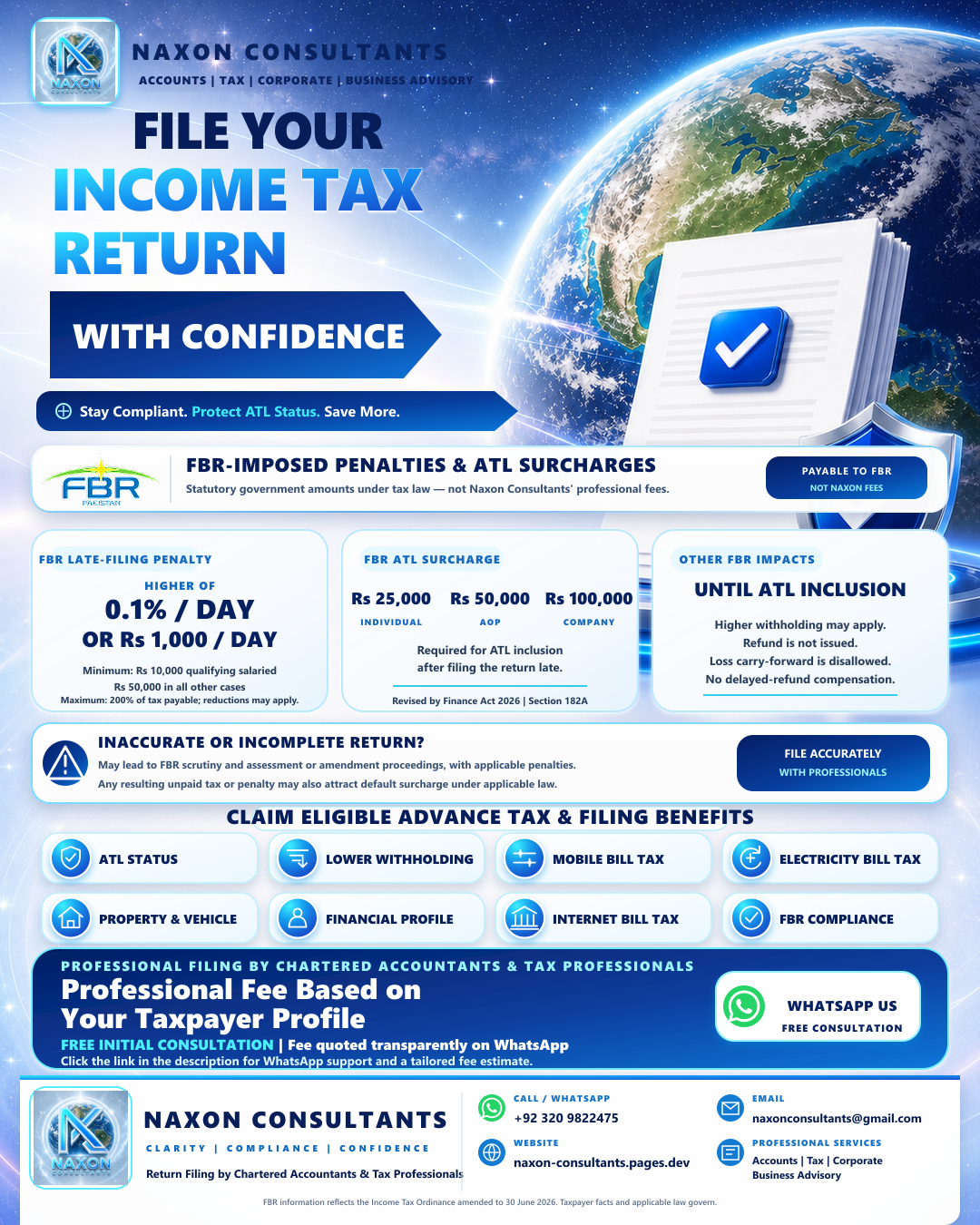 NAXON Consultants Tax Year 2026 return filing and free consultation notice